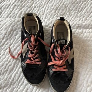 Golden Goose Black Sneakers with Pink Laces